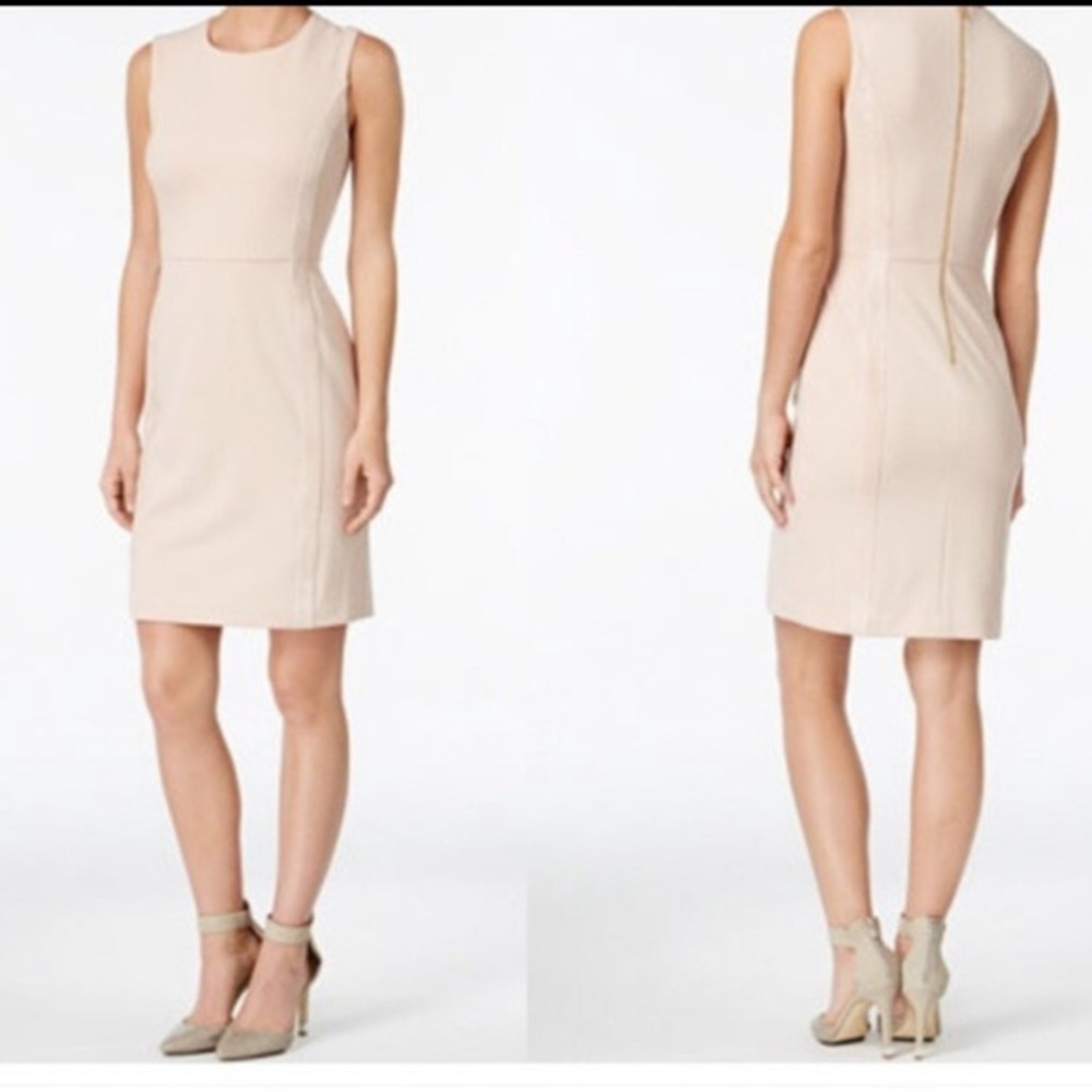 CALVIN KLEIN SHEATH DRESS Khaki $158 Size 4